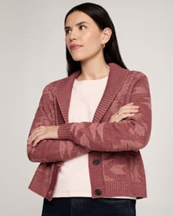 WOMEN'S TEXTURED COTTON CARDIGAN IN ASH ROSE image number 1
