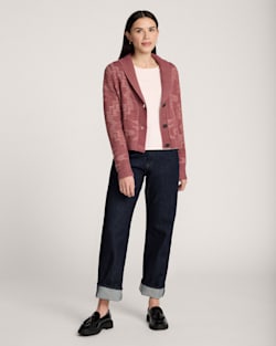 ALTERNATE VIEW OF WOMEN'S TEXTURED COTTON CARDIGAN IN ASH ROSE image number 4