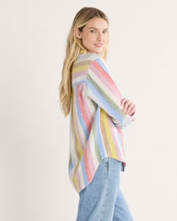 ALTERNATE VIEW OF WOMEN'S COASTAL LINEN SHIRT IN MULTI STRIPE image number 3