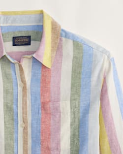ALTERNATE VIEW OF WOMEN'S COASTAL LINEN SHIRT IN MULTI STRIPE image number 6