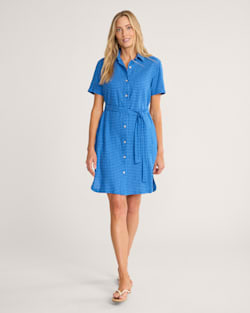 WOMEN'S CHARLOTTE LINEN SHIRT DRESS IN BLUE CHECK image number 1