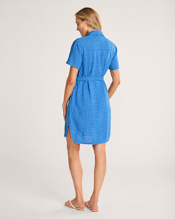 ALTERNATE VIEW OF WOMEN'S CHARLOTTE LINEN SHIRT DRESS IN BLUE CHECK image number 2