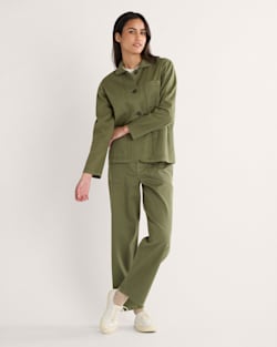 ALTERNATE VIEW OF WOMEN'S UTILITY COTTON/LINEN CHORE JACKET IN KHAKI GREEN image number 5