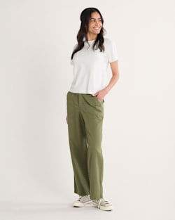 WOMEN'S UTILITY COTTON/LINEN PANTS IN KHAKI GREEN image number 1