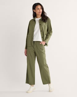 ALTERNATE VIEW OF WOMEN'S UTILITY COTTON/LINEN PANTS IN KHAKI GREEN image number 2