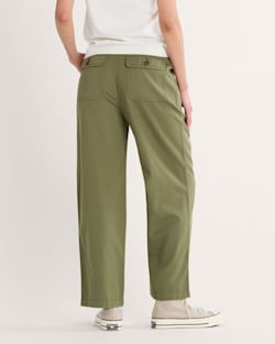 ALTERNATE VIEW OF WOMEN'S UTILITY COTTON/LINEN PANTS IN KHAKI GREEN image number 3