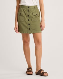 WOMEN'S UTILITY COTTON/LINEN SKIRT IN KHAKI GREEN image number 1