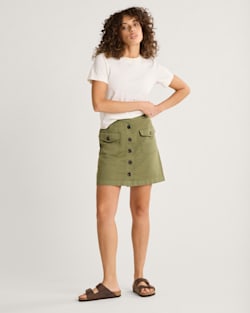 ALTERNATE VIEW OF WOMEN'S UTILITY COTTON/LINEN SKIRT IN KHAKI GREEN image number 2