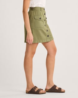 ALTERNATE VIEW OF WOMEN'S UTILITY COTTON/LINEN SKIRT IN KHAKI GREEN image number 4