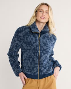 WOMEN'S HEATHER ZIP-FRONT FLEECE JACKET IN BLUE HARDING STAR image number 1