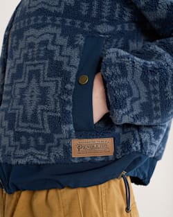 ALTERNATE VIEW OF WOMEN'S HEATHER ZIP-FRONT FLEECE JACKET IN BLUE HARDING STAR image number 4