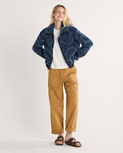 ALTERNATE VIEW OF WOMEN'S HEATHER ZIP-FRONT FLEECE JACKET IN BLUE HARDING STAR image number 5