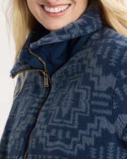 ALTERNATE VIEW OF WOMEN'S HEATHER ZIP-FRONT FLEECE JACKET IN BLUE HARDING STAR image number 6