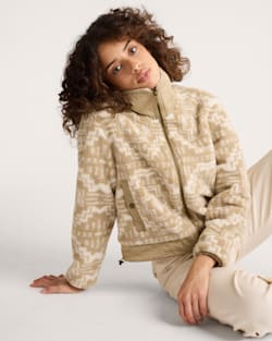 WOMEN'S HEATHER ZIP-FRONT FLEECE JACKET IN TAN HARDING STAR image number 1