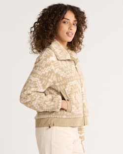 ALTERNATE VIEW OF WOMEN'S HEATHER ZIP-FRONT FLEECE JACKET IN TAN HARDING STAR image number 3