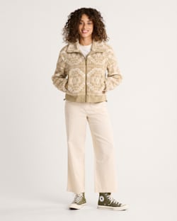 ALTERNATE VIEW OF WOMEN'S HEATHER ZIP-FRONT FLEECE JACKET IN TAN HARDING STAR image number 4