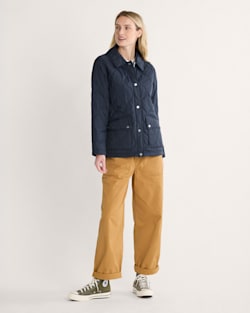 ALTERNATE VIEW OF WOMEN'S MARIGOLD CRINKLE QUILTED BARN COAT IN MIDNIGHT image number 5