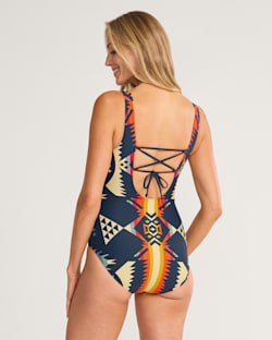ALTERNATE VIEW OF NEHALEM WOMEN'S REVERSIBLE ONE-PIECE SWIMSUIT IN NEHALEM/BLUE image number 5