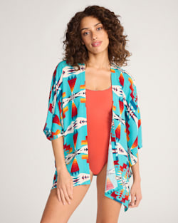 TUCSON WOMEN'S OPEN-FRONT COVERUP IN TURQUOISE image number 1