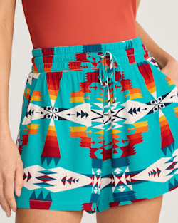 ALTERNATE VIEW OF TUCSON WOMEN'S TIE-FRONT SHORTS IN TURQUOISE image number 5
