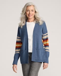 ALTERNATE VIEW OF WOMEN'S SIERRA SPRINGS COTTON CARDIGAN IN DUSTY BLUE HEATHER image number 2