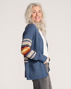 ALTERNATE VIEW OF WOMEN'S SIERRA SPRINGS COTTON CARDIGAN IN DUSTY BLUE HEATHER image number 3