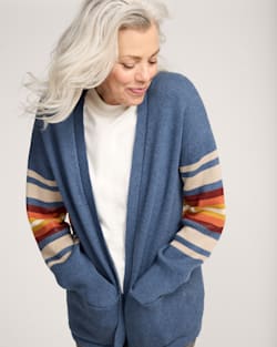 ALTERNATE VIEW OF WOMEN'S SIERRA SPRINGS COTTON CARDIGAN IN DUSTY BLUE HEATHER image number 4
