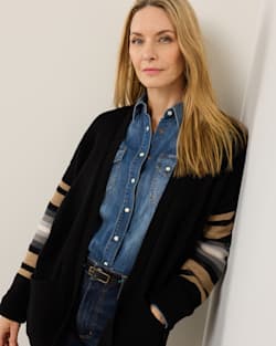 ALTERNATE VIEW OF WOMEN'S SIERRA SPRINGS COTTON CARDIGAN IN BLACK MIX image number 2