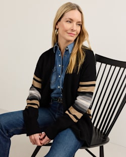 ALTERNATE VIEW OF WOMEN'S SIERRA SPRINGS COTTON CARDIGAN IN BLACK MIX image number 5