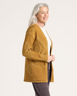 ALTERNATE VIEW OF WOMEN'S TEXTURED SIERRA SPRINGS CARDIGAN IN BRONZE/CURRY image number 3