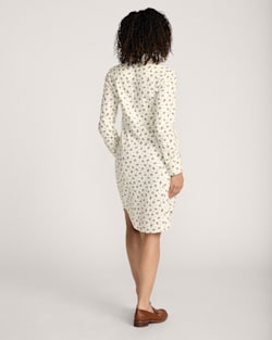 ALTERNATE VIEW OF WOMEN'S FLORAL COTTON TWILL GAMBLER SHIRT DRESS IN ECRU image number 2
