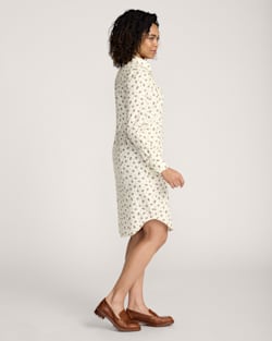 ALTERNATE VIEW OF WOMEN'S FLORAL COTTON TWILL GAMBLER SHIRT DRESS IN ECRU image number 3