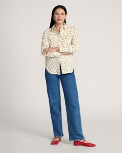 ALTERNATE VIEW OF WOMEN'S FLORAL COTTON TWILL GAMBLER SHIRT IN ECRU image number 4
