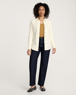 ALTERNATE VIEW OF WOMEN'S COTTON TWILL GAMBLER SHIRT IN ECRU image number 5