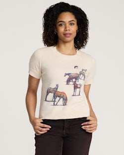 WOMEN'S WILD HORSE COTTON SWEATER IN ECRU image number 1