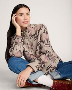 WOMEN'S HARDING COTTON CHAMOIS HALF-ZIP PULLOVER IN TAUPE MULTI image number 1