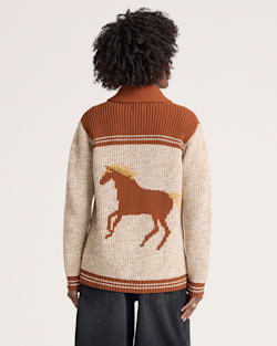 ALTERNATE VIEW OF HERITAGE COTTON CARDIGAN IN GREY HEATHER/COPPER image number 2