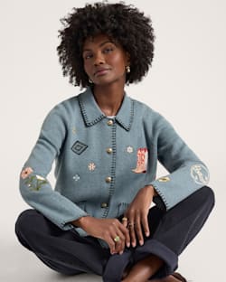 WESTERN SOUVENIR CARDIGAN IN DENIM HEATHER image number 1