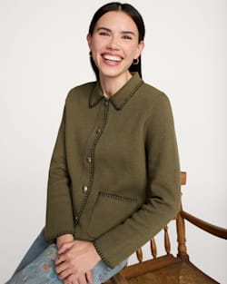 WOMEN'S SOLID SOUVENIR CARDIGAN IN OLIVE image number 1