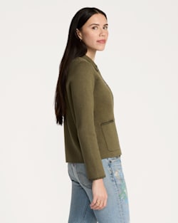ALTERNATE VIEW OF WOMEN'S SOLID SOUVENIR CARDIGAN IN OLIVE image number 3
