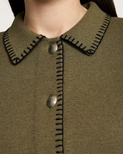 ALTERNATE VIEW OF WOMEN'S SOLID SOUVENIR CARDIGAN IN OLIVE image number 4