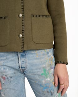 ALTERNATE VIEW OF WOMEN'S SOLID SOUVENIR CARDIGAN IN OLIVE image number 5