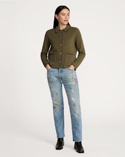 ALTERNATE VIEW OF WOMEN'S SOLID SOUVENIR CARDIGAN IN OLIVE image number 6