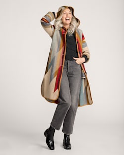 ALTERNATE VIEW OF WYETH TRAIL WOOL BLANKET COAT IN TAN image number 5