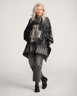 HARDING WOOL PONCHO IN BLACK/TAN image number 1