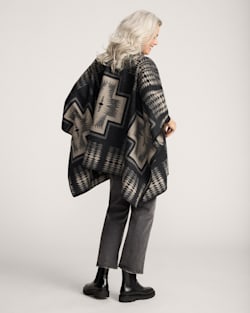 ALTERNATE VIEW OF HARDING WOOL PONCHO IN BLACK/TAN image number 2