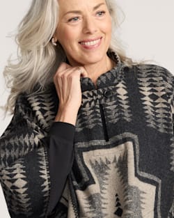 ALTERNATE VIEW OF HARDING WOOL PONCHO IN BLACK/TAN image number 4