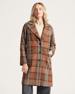 WOMEN'S PLAID WOOL OVERCOAT IN BRICK MULTI image number 1