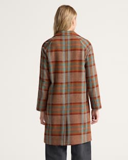 ALTERNATE VIEW OF WOMEN'S PLAID WOOL OVERCOAT IN BRICK MULTI image number 2