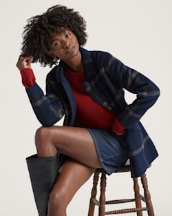 WOMEN'S REVERSIBLE WOOL JACKET IN NAVY MULTI PLAID image number 1